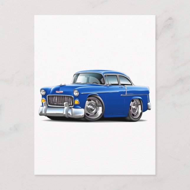 1955 Chevy Belair Blue Car Vykort (Framsida)