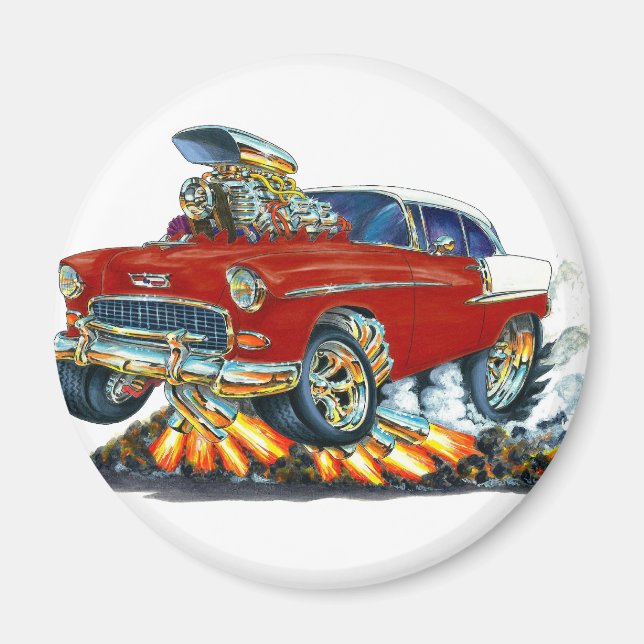1955 Chevy Belair Maroon Car Magnet (Framsidan)