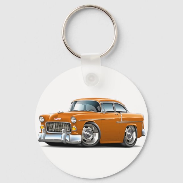1955 Chevy Belair Orange Car Nyckelring (Framsida)