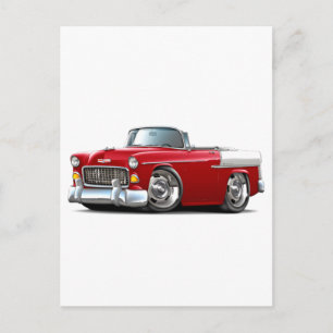 1955 Chevy Belair Red-White, konvertibel Vykort