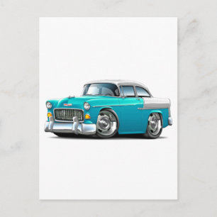 1955 Chevy Belair Turcos White Car Vykort