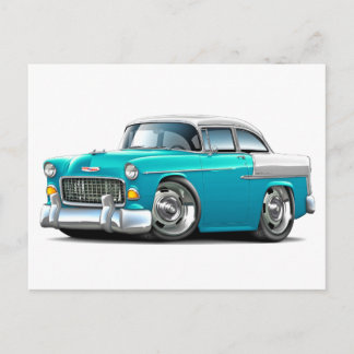 1955 Chevy Belair Turcos White Car Vykort