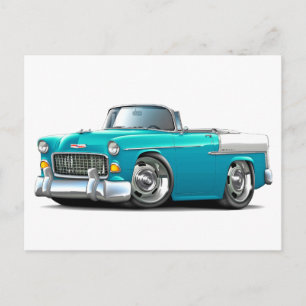 1955 Chevy Belair Turquise-White Convert Vykort