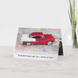 1955 Chevy Car on Road Karta for Pension Kort
