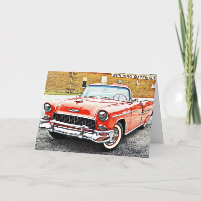 1955 Chevy Conversible Classic Retro Birthday Kort (Framsida)