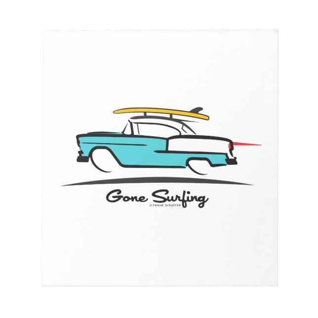1955 Chevy Hardtop Coupe Borta Surfing Anteckningsblock (Framsida)