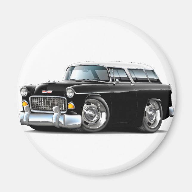 1955 Chevy Nomad Black White Car Magnet (Framsidan)