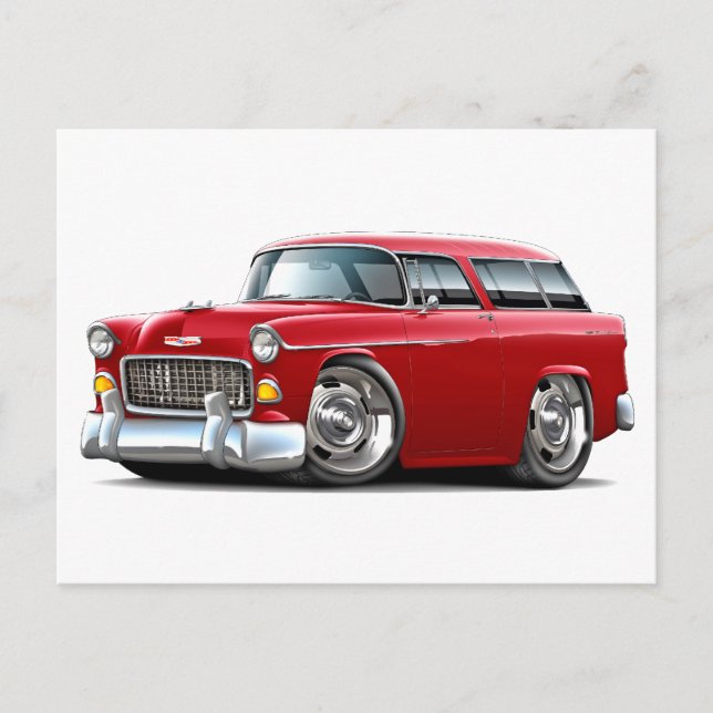 1955 Chevy Nomad Red Car Vykort (Framsida)