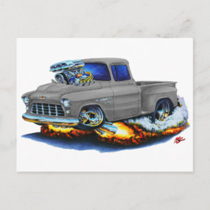 1955 Chevy Stepside Pickup Grått Lastbil Vykort