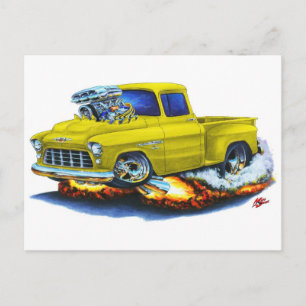 1955 Chevy Stepside Pickup Gult Lastbil Vykort