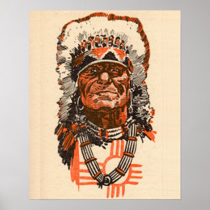 1955 Indisk chef från Billy the Kid (UK) tecknads Poster