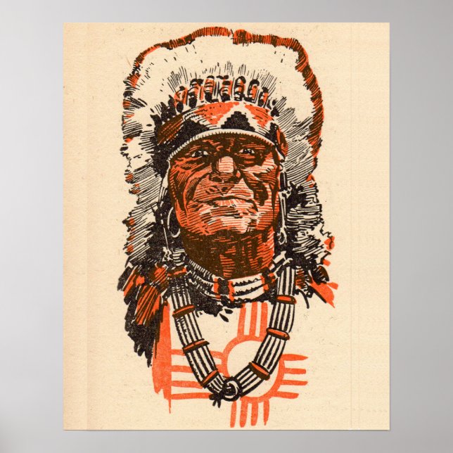 1955 Indisk chef från Billy the Kid (UK) tecknads Poster (Framsidan)