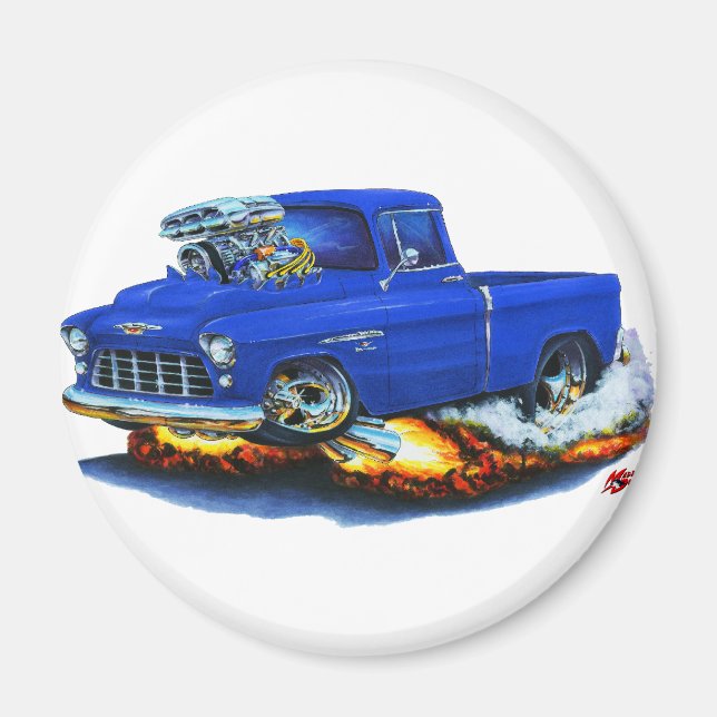 1955 Pickupa Chevy Blue Lastbil Magnet (Framsidan)