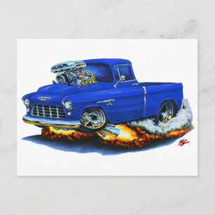 1955 Pickupa Chevy Blue Lastbil Vykort