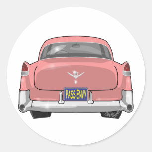 1955 Rosa Cadillac Runt Klistermärke