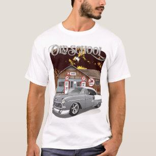 1955 Silver Grått Chevy Bel Luft Old school Shirt T Shirt