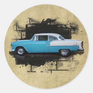 1955 Skavbar Luft- Klassiska bilar- stekar Runt Klistermärke
