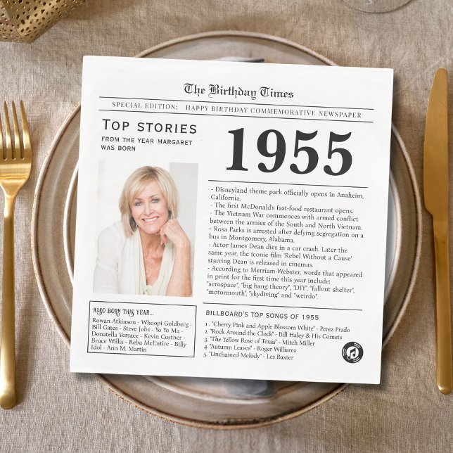 1955 Tidningen Birthday Trivia Pappersservett (Skapare uppladdad)