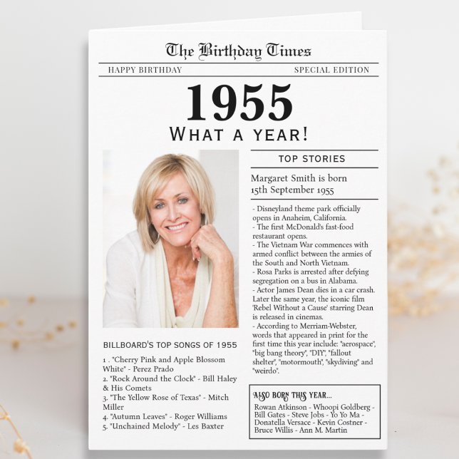 1955 Tidningsfödelsedags kort (Skapare uppladdad)
