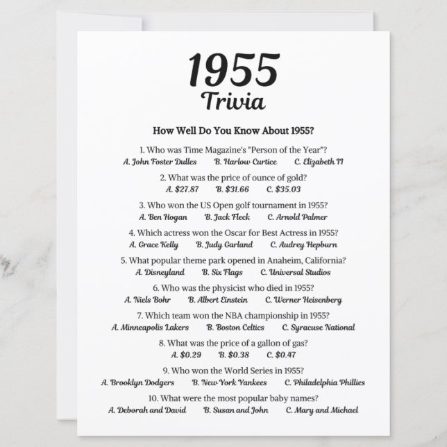 1955 Trivia-spel (Framsida)