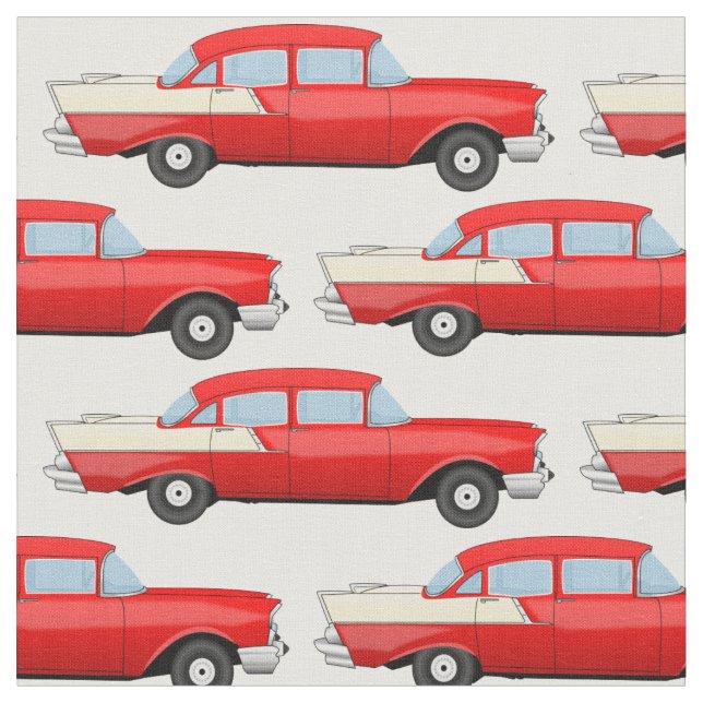 1955 Vintage Four Door Sedan Fabric Tyg (Närbild)