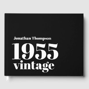1955 Vintage svart Namn-manlig 70:e Födelsedagsfes Gästböcker