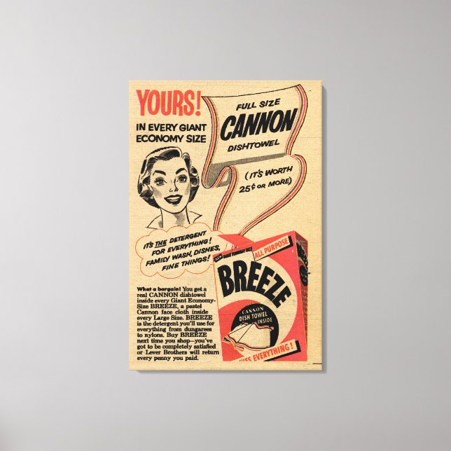 1955 Vintage Tvättande pulverAdvert Canvastryck (Framsida)