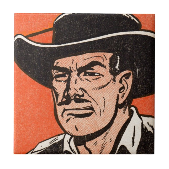 1955 Western skurk från Billy the Kid tecknads Kakelplatta (Framsidan)