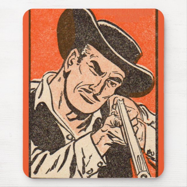 1955 Western skurk med gevär från Billy the Kid Musmatta (Framsidan)