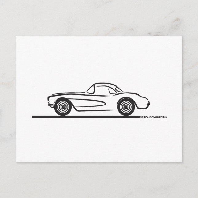1956 1957 Chevrolet Corvette Hardtop Vykort (Framsida)