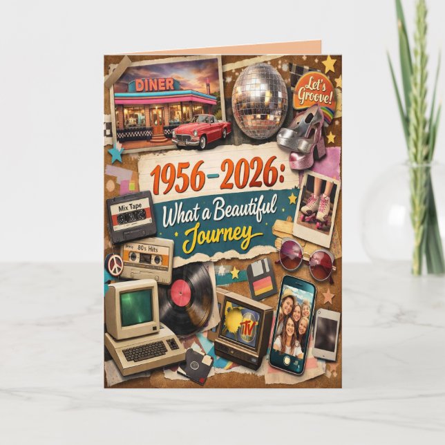 1956-2026 Retro 70-års Gratulationskort Helgkort (Framsida)