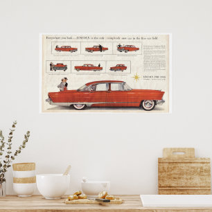 1956 års förbättrade Lincoln Premiere 4-dörrsmatta Poster