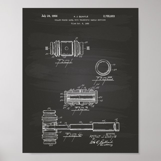1956 års Gavel of Justice Patent Art - Chalkboard Poster (Framsidan)