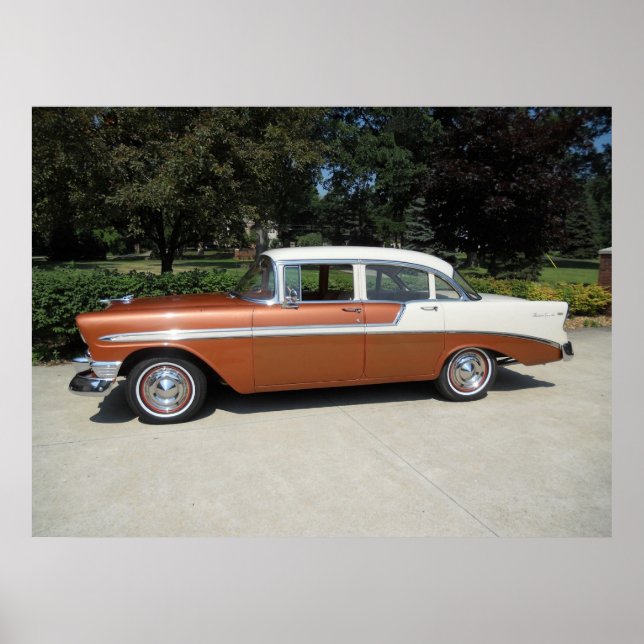 1956 Chevrolet Bel-Luft 4 Door Sedan Poster (Framsidan)