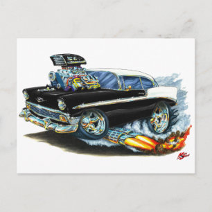 1956 Chevy 150-210 Black Car Vykort