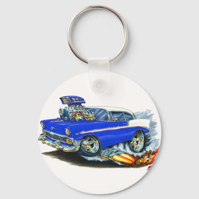 1956 Chevy 150-210 Blue Car Nyckelring (Framsida)
