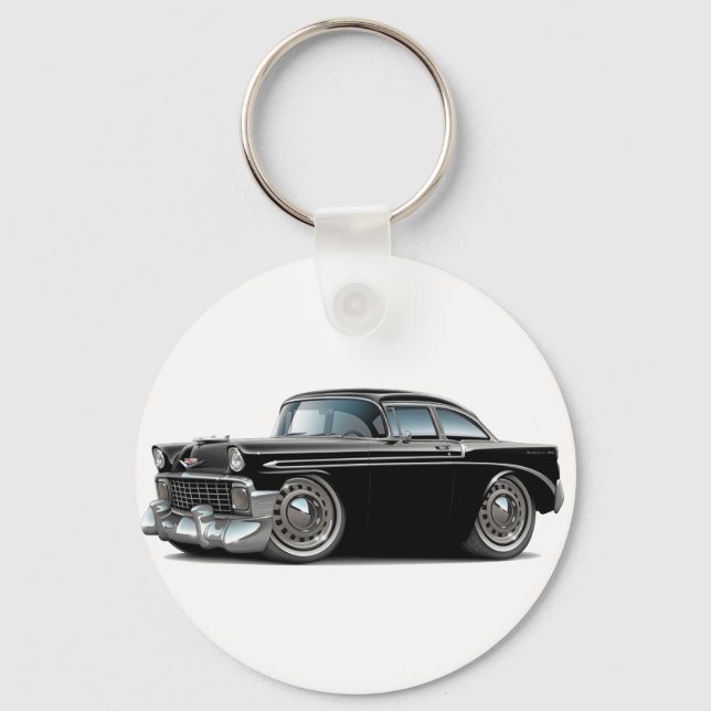 1956 Chevy Belair Black Car Nyckelring (Framsida)