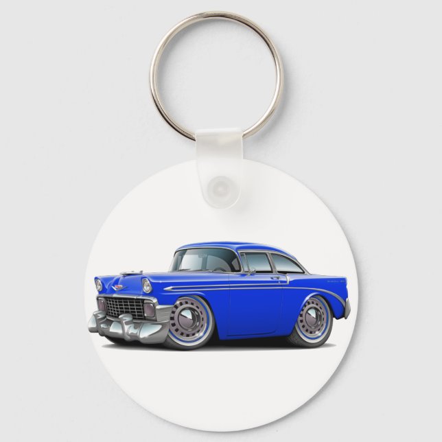 1956 Chevy Belair Blue Car Nyckelring (Framsida)