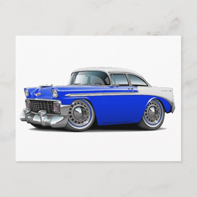 1956 Chevy Belair Blue-White Car Vykort (Framsida)