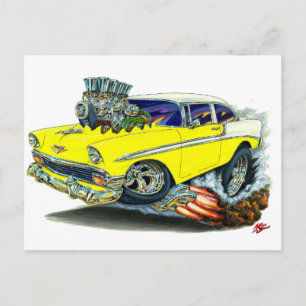 1956 Chevy Belair Gult Car Vykort