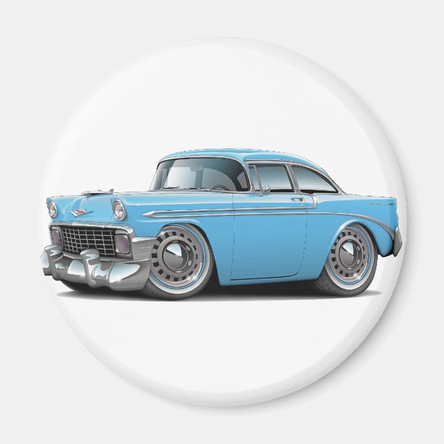 1956 Chevy Belair Lt Blue Car Magnet (Framsidan)