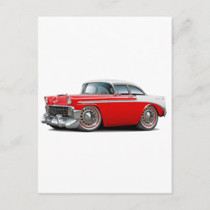 1956 Chevy Belair Red-White Car Vykort