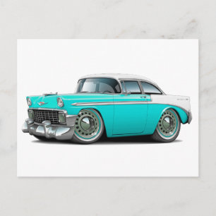 1956 Chevy Belair Turcos White Car Vykort