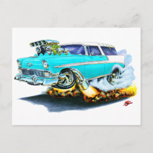 1956 Chevy Nomad Turquise Car Vykort