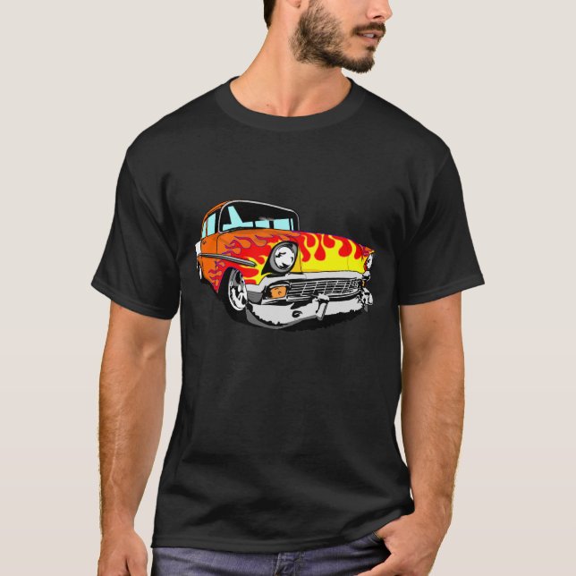 1956 flammade Bel Air i orange T-shirt (Framsida)