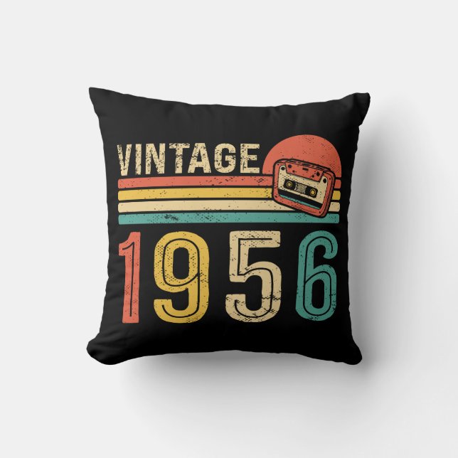 1956 Födelsedagsidé Musik Kassettband Retro Födels Kudde (Framsida)