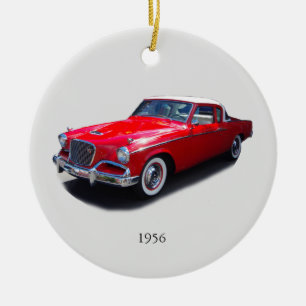 1956 röd klassisk bildekoration julgransprydnad keramik