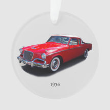 1956 rött, klassiskt bilakryldekorat