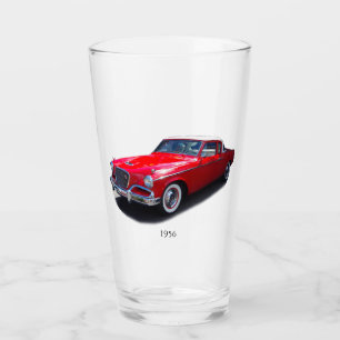 1956 rött klassiskt bilglas glaskopp