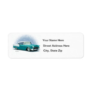 1956 Teal Chevy Coupe-Adressetiketter Returadress Etikett